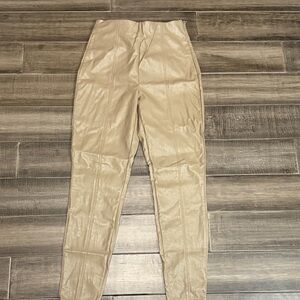 Babaton faux leather Tan Trousers 6